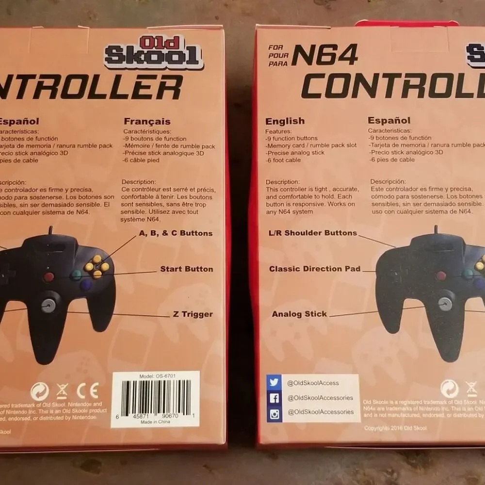 2 Nintendo N64 Controllers - Ice Blue / Turquoise (NEW) - Nintendo64 - Old Skool